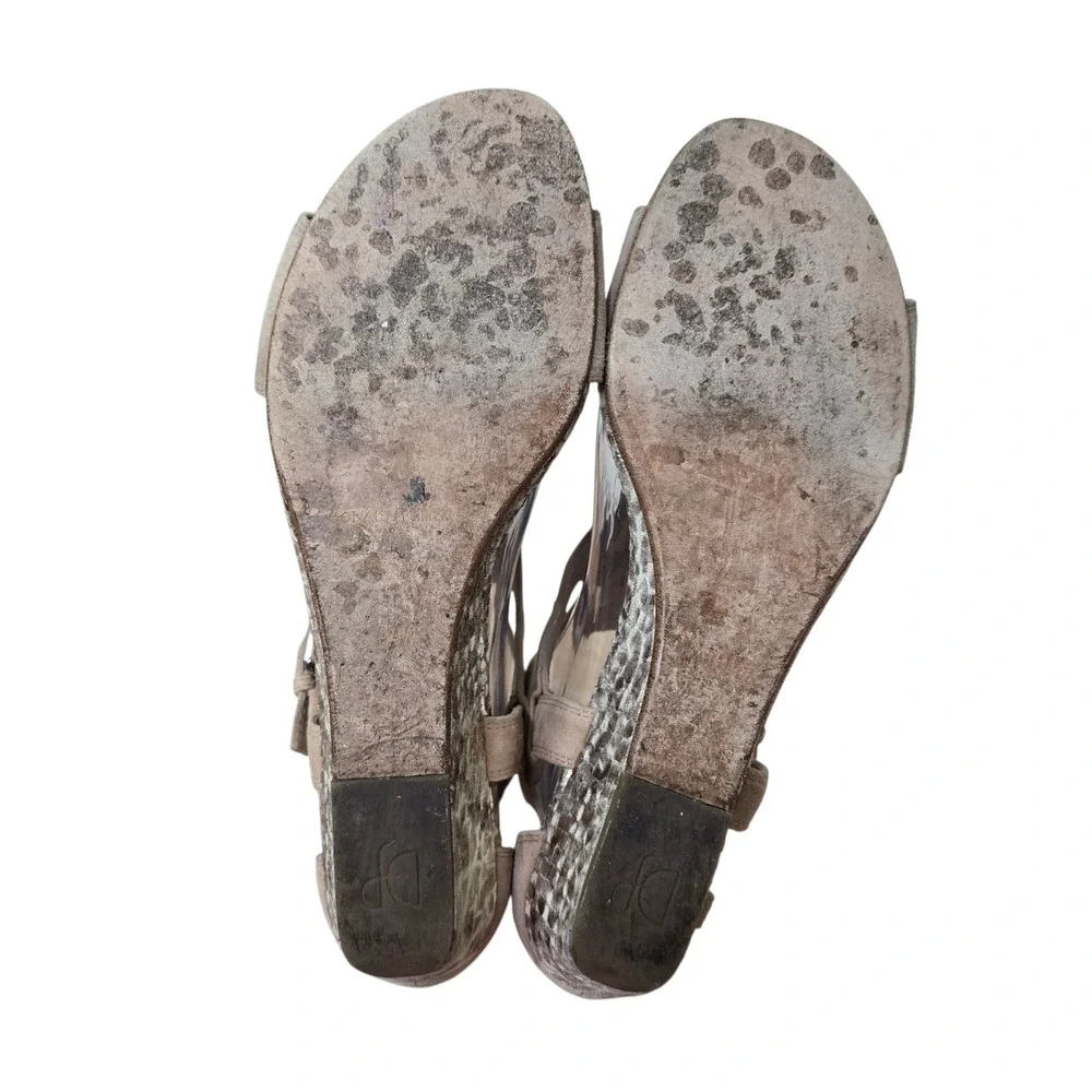 Donald Pliner EDEN Tan Suede Snakeskin Wedge Sandals Women's‎ 9.5M